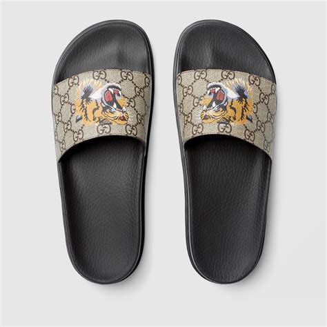 gucci fur slides snake|Gucci tiger slides men's.